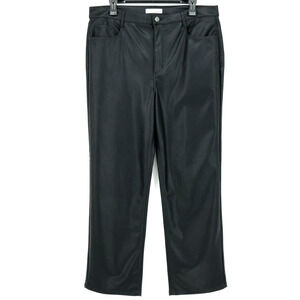 Loft Pants Womens 14 32 Waist Black Faux Leather Straight Leg Pleather Jean